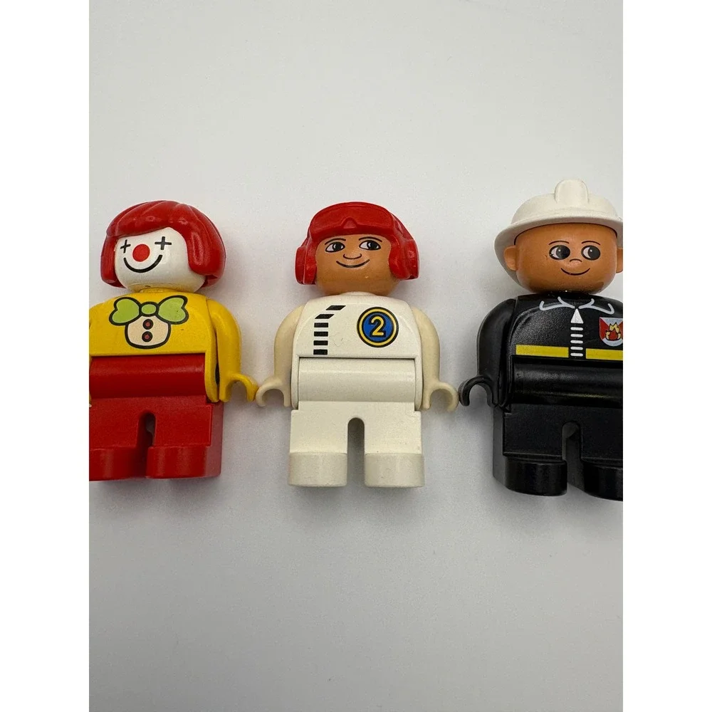 Lego Duplo‎ Minifigure Lot of 7 Firefighter Clown Race Car Driver Kids Figures